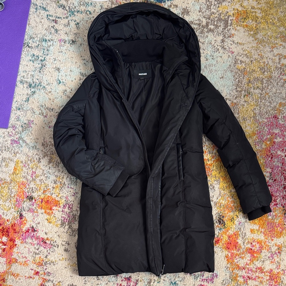 Mackage Black Hooded Puffer Coat